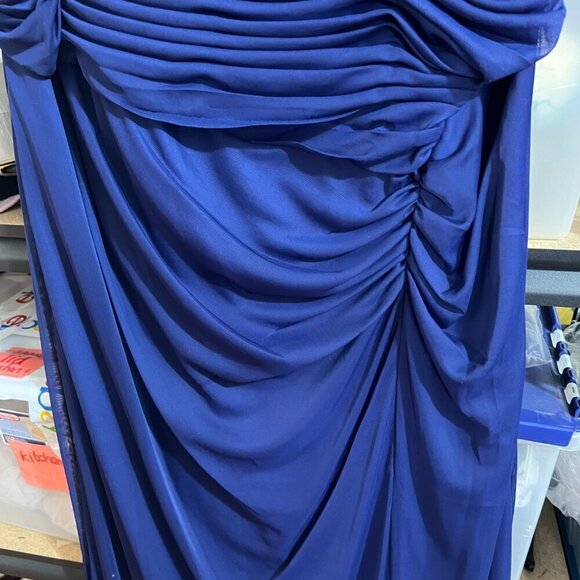 Alex Evenings Plus Size Ruched Rhinestone-Detail Gown 18W Electric Blue - Picture 5 of 10